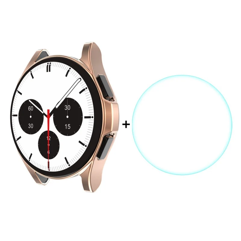 Super Modisch Samsung Galaxy Watch 4 Classic (46mm) Hülle mit Displayschutz in Silikon / TPU und Gehärtetes Glas