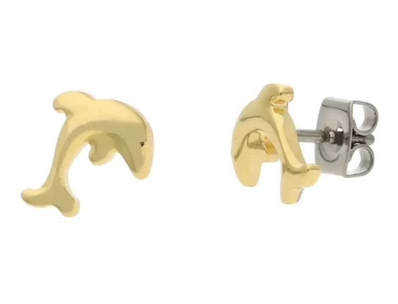 Ohrstecker aus Titan, Delphin vergoldet - Boccia Jewelry Modell: 05090-02