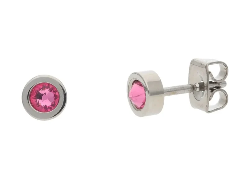Ohrstecker aus Titan mit rosa Swarovski Stein Boccia Jewelry 05095-02