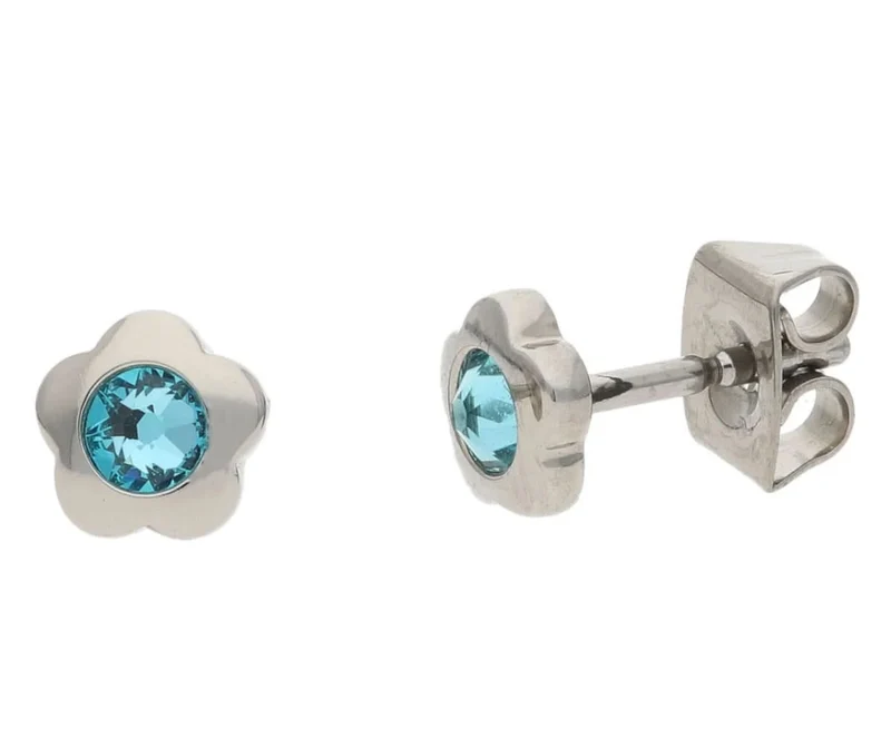 Ohrstecker aus Titan Blume blauer Swarovski Boccia Jewelry 05094-03