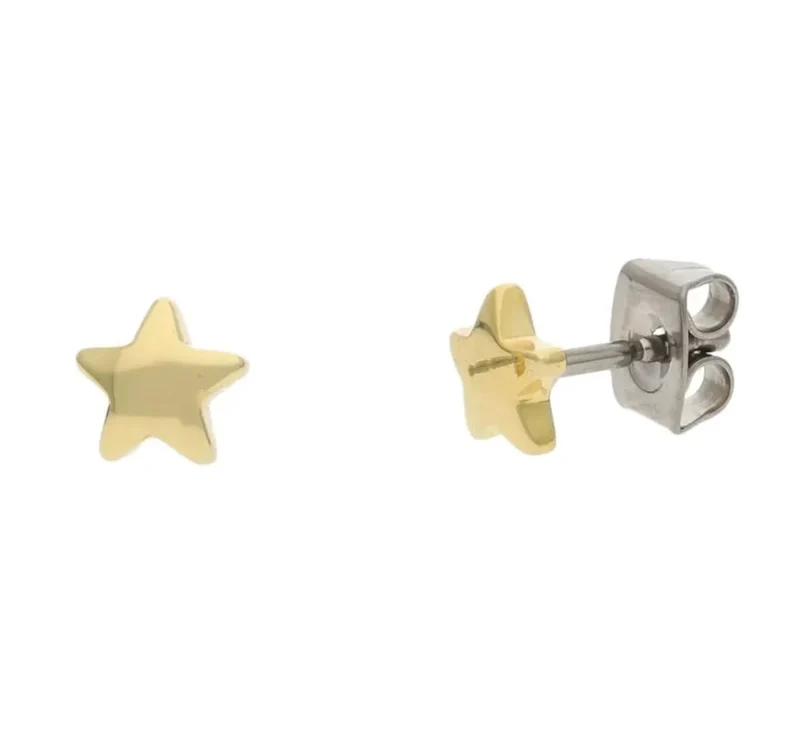 Ohrstecker aus Titan, Stern vergoldet - Boccia Jewelry Modell: 05093-02