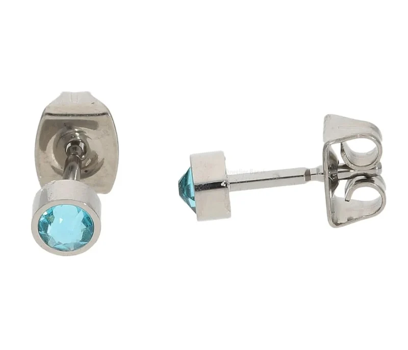 Ohrstecker Titan blauer Swarovski Stein Boccia Jewelry Modell 05095-03