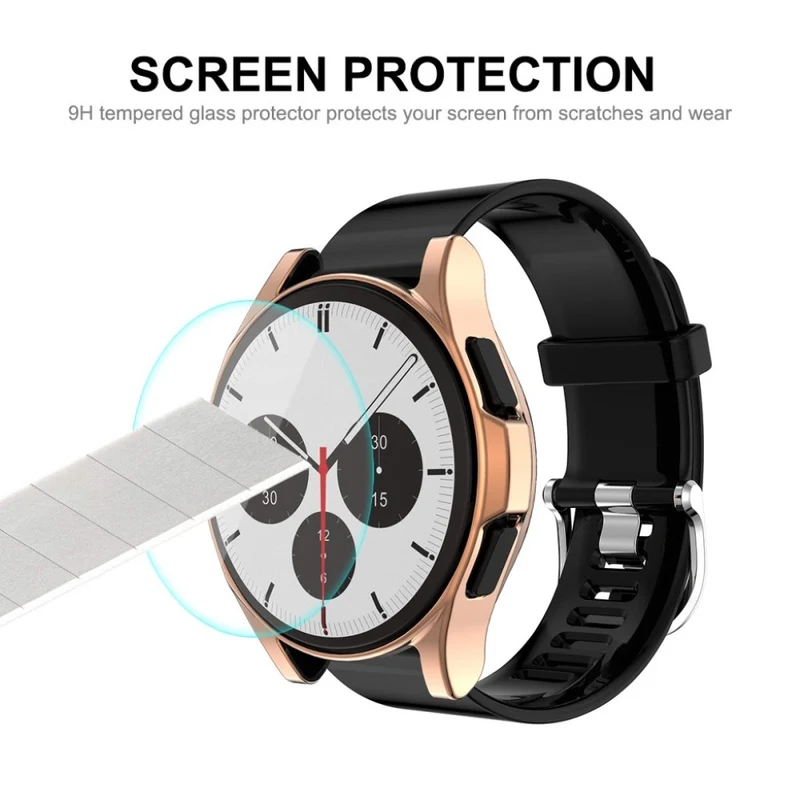 Unglaublich Gut Samsung Galaxy Watch 4 Classic (42mm) Hülle mit Displayschutz in Silikon / TPU und Gehärtetes Glas