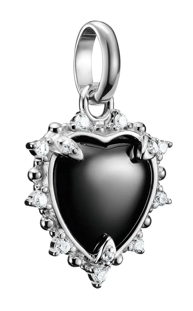 Thomas Sabo Charm-Anhänger Vintage-Herz schwarz Connect Silber