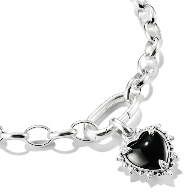 Thomas Sabo Charm-Anhänger Vintage-Herz schwarz Connect Silber