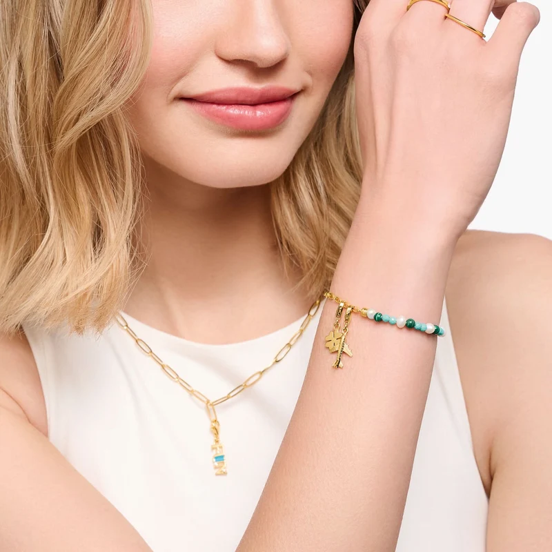 Thomas Sabo Charm-Anhänger Kleeblatt vergoldet
