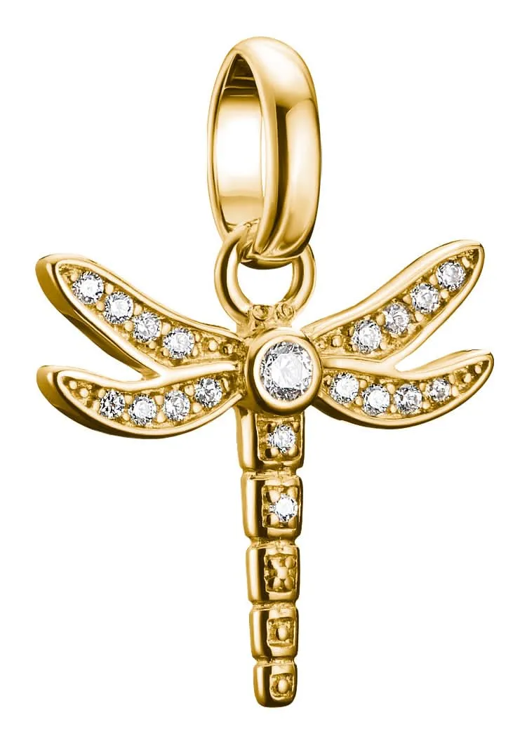 Thomas Sabo Charm-Anhänger Libelle mit Steinen Connect vergoldet