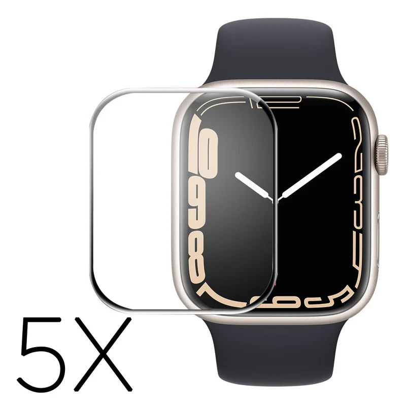 5stück Apple Watch Series 7 45mm Plastik HD 3D Gekrümmt Displayschutz