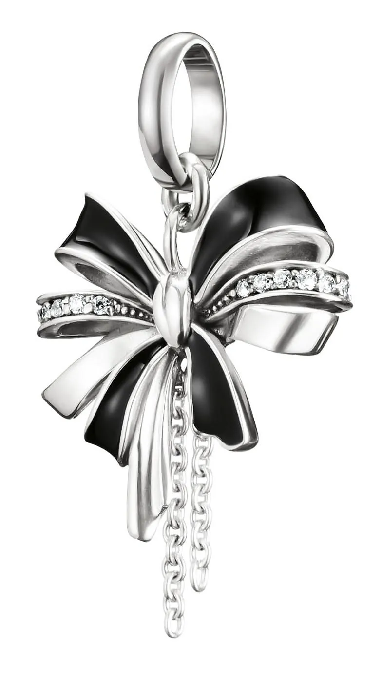 Thomas Sabo Charm-Anhänger Schleife schwarz Connect Silber