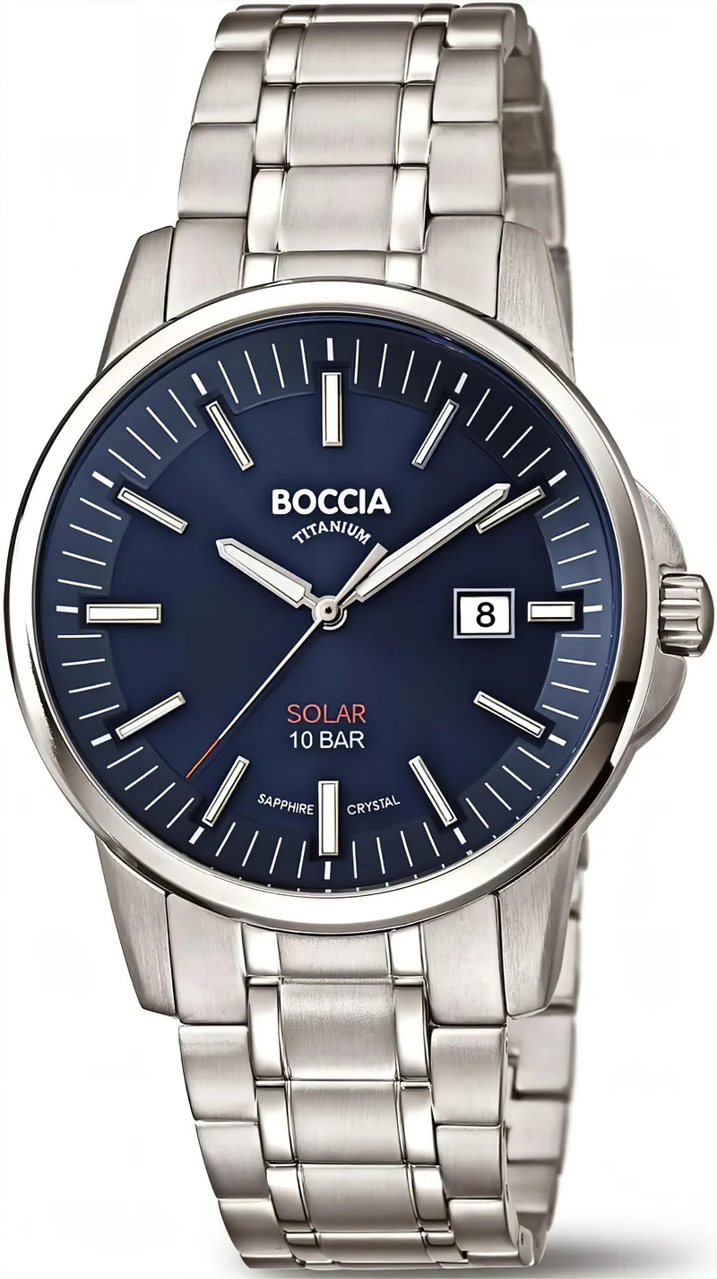 Boccia 3643-05 Herrenuhr • Hautfreundliches Reintitan • Nachhaltiger Solarantrieb