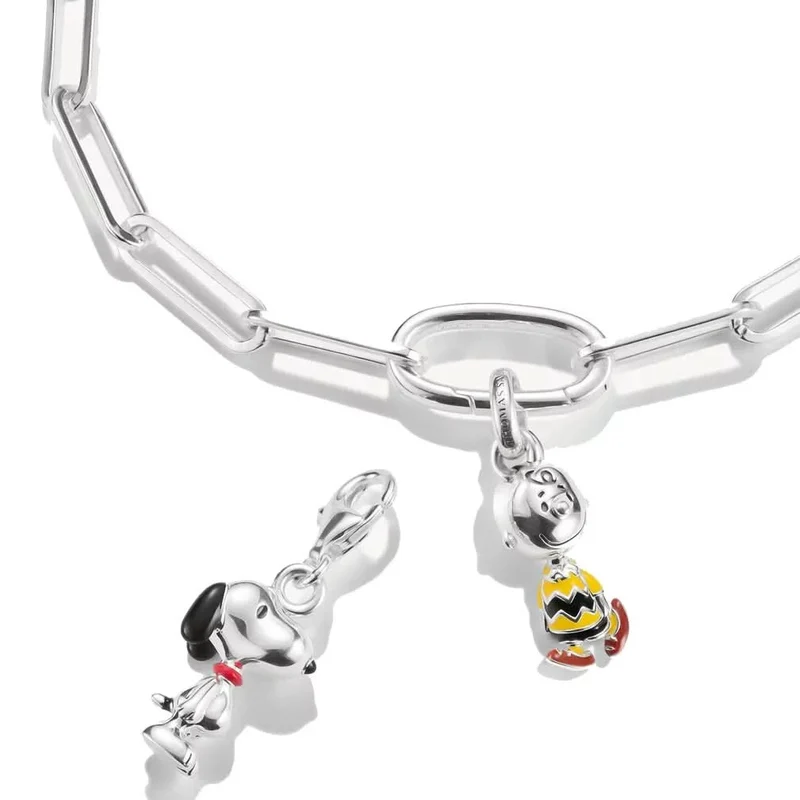 Charm-Anhänger aus recyceltem 925er Sterlingsilber mit handbemaltem Snoopy PEANUTS Motiv, Thomas Sabo, Modell: 2225-664-11