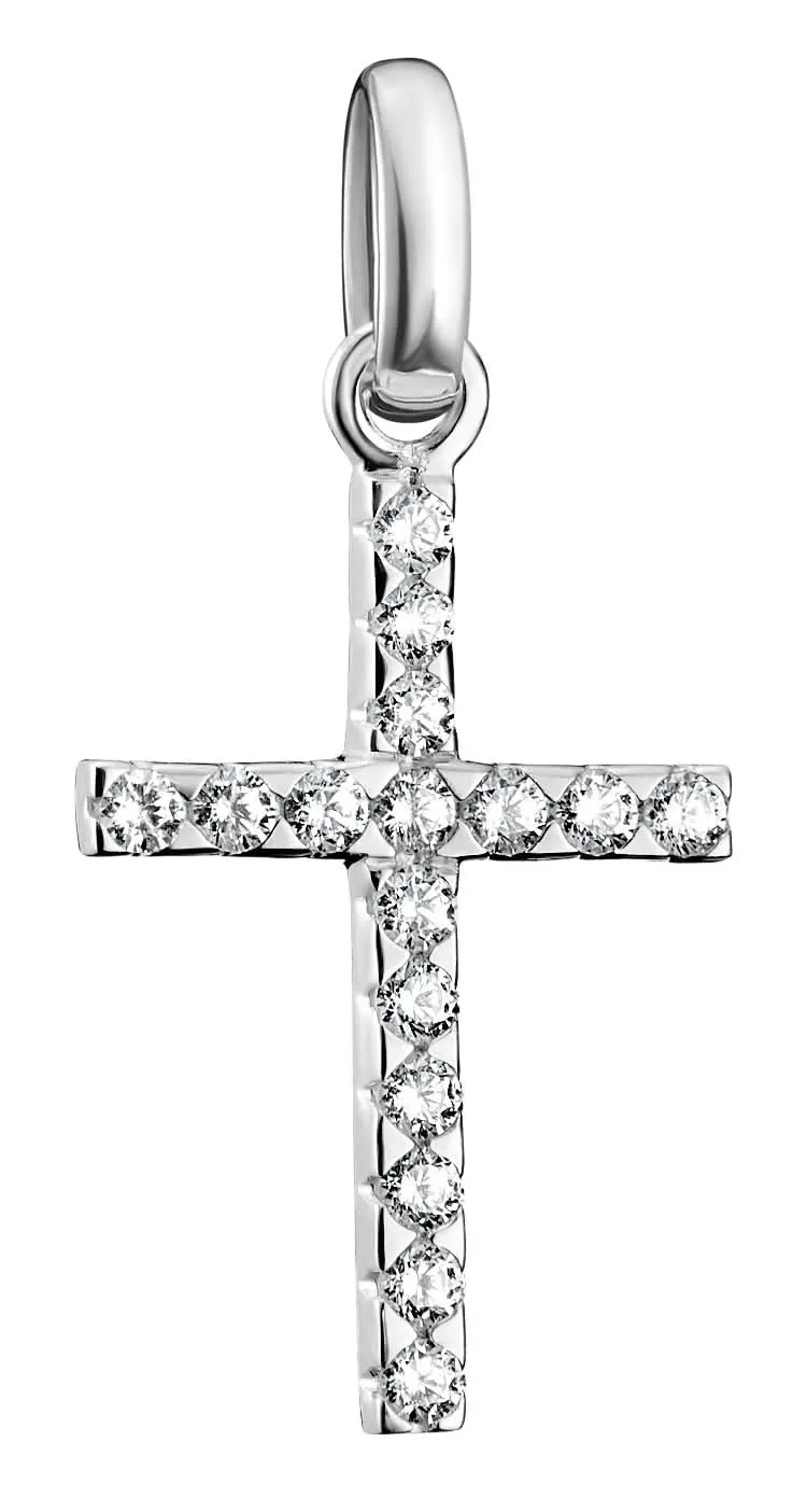 Thomas Sabo Charm-Anhänger Kreuz mit Steinen Connect Silber