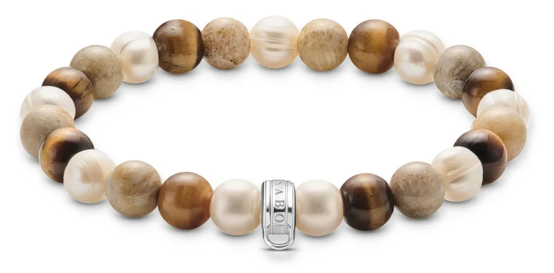 Thomas Sabo Bead-Armband mit naturfarbenen Steinen Silber
