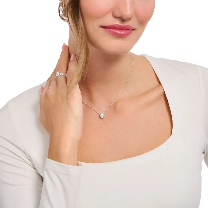 Kette aus 925 Sterlingsilber mit tropfenförmigem Anhänger mit weißem Zirkonia-Stein, Thomas Sabo, Modell: KE2213-051-14-L45V