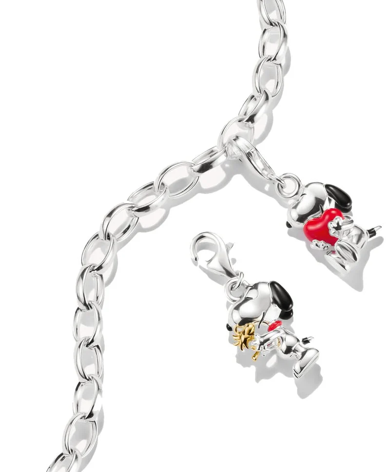 Charm-Anhänger 18k vergoldetes recyceltes 925 Silber mit Kaltemail Snoopy & Woodstock Friends Motiv Thomas Sabo Modell: 2228-427-7