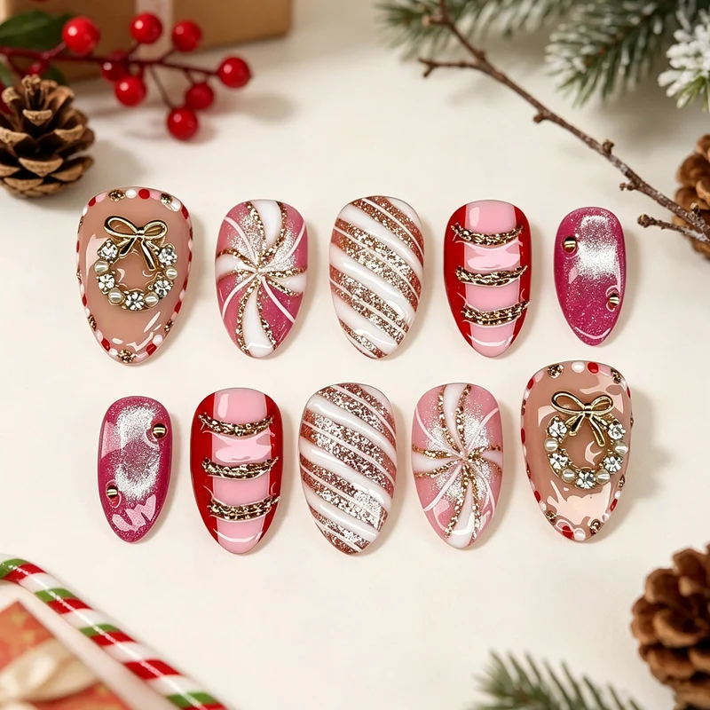 Festliches Holiday Press-On Nagelset
