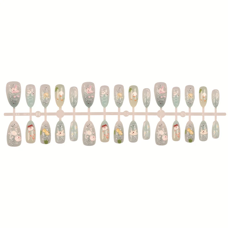 Verspieltes Tier-Themen Press-On Nagelkunst Set
