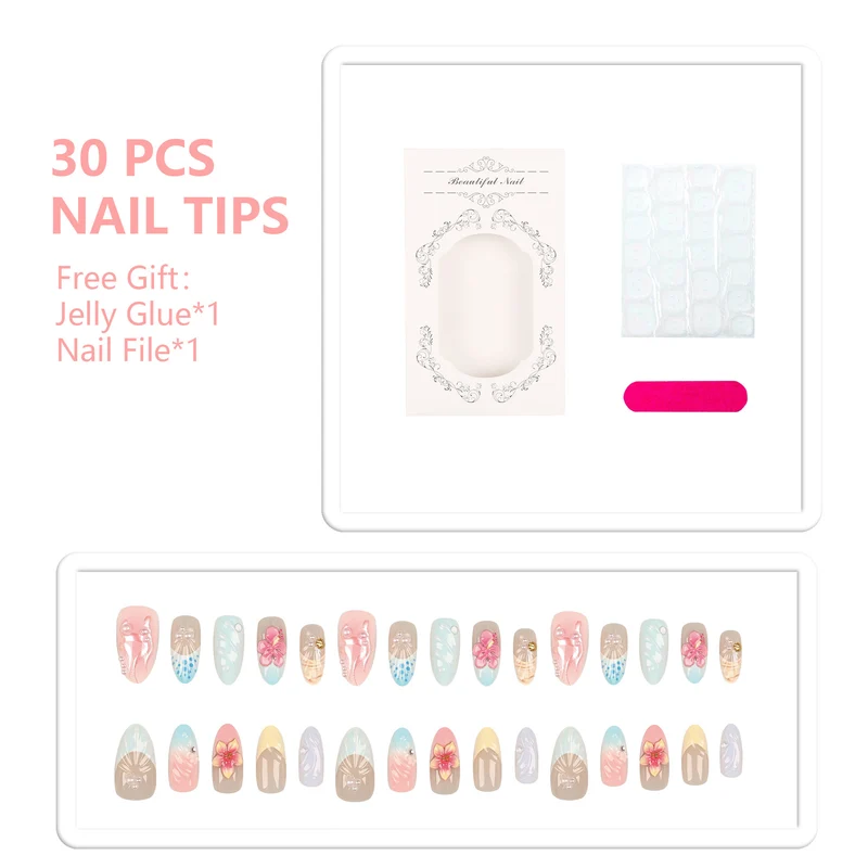 Premium Press-On Nail Tips Set mit Kleber und Feile