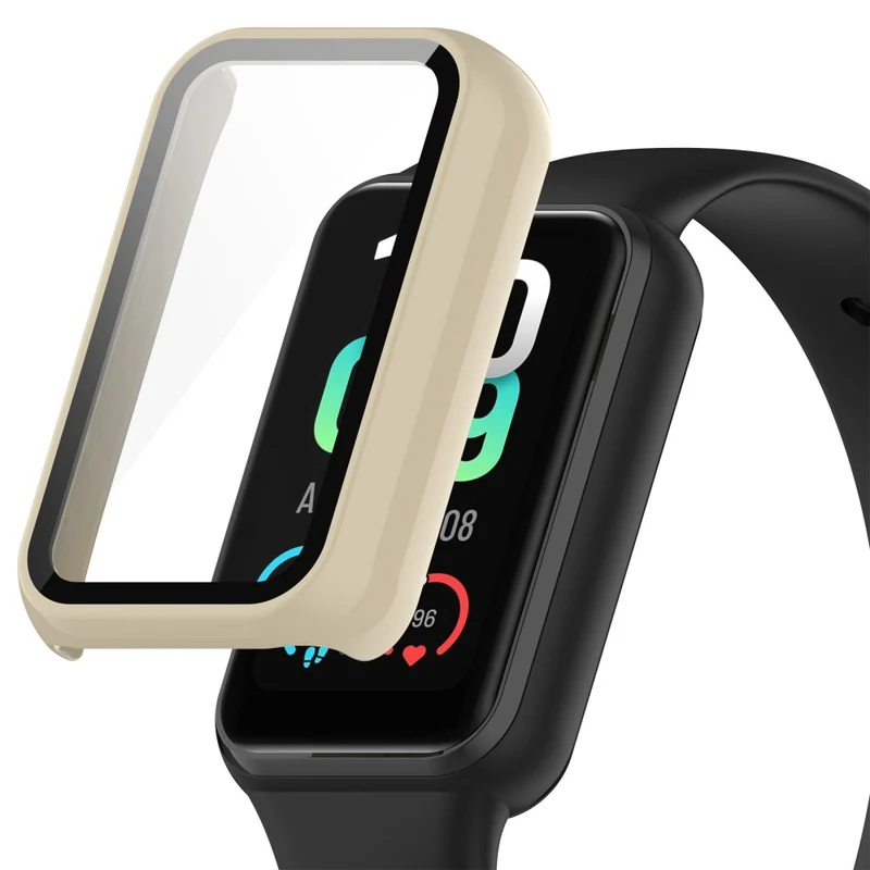 Auffallend Stilvoll Amazfit Band 7 Hülle mit Displayschutz in Plastik und Gehärtetes Glas