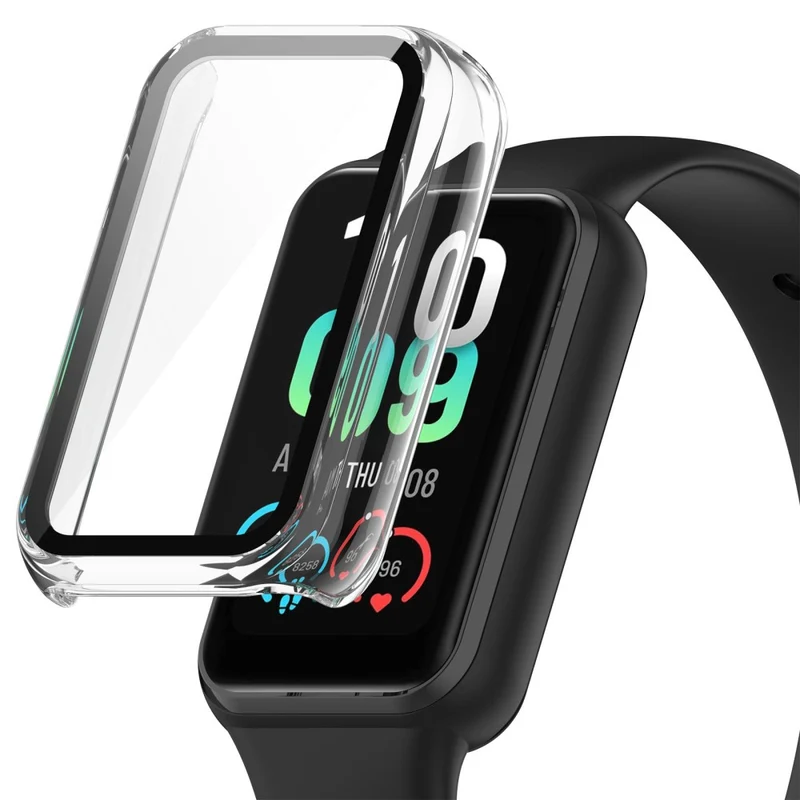 Auffallend Stilvoll Amazfit Band 7 Hülle mit Displayschutz in Plastik und Gehärtetes Glas