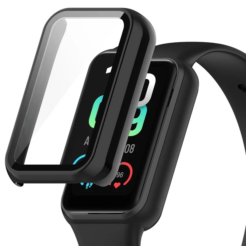 Auffallend Stilvoll Amazfit Band 7 Hülle mit Displayschutz in Plastik und Gehärtetes Glas