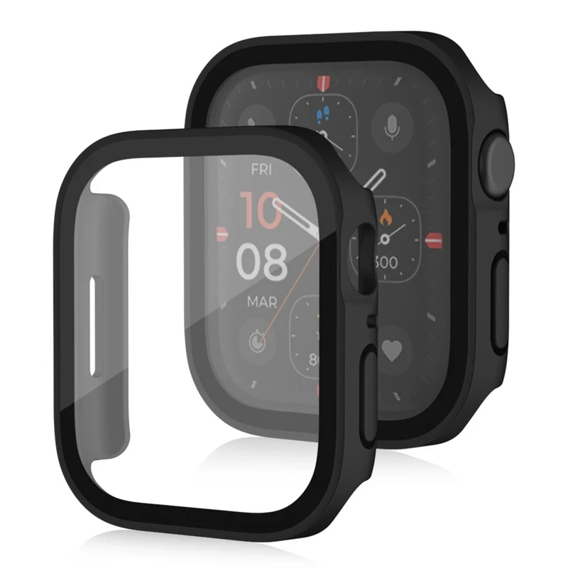 Super Gut Apple Watch Series 8 (45mm) / Apple Watch Series 7 45mm Universell Hülle mit Displayschutz in Plastik und Gehärtetes Glas