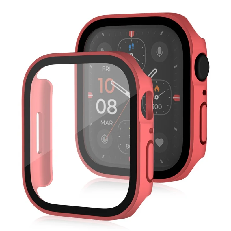 Super Gut Apple Watch Series 8 (45mm) / Apple Watch Series 7 45mm Universell Hülle mit Displayschutz in Plastik und Gehärtetes Glas