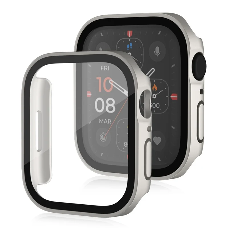 Super Gut Apple Watch Series 8 (45mm) / Apple Watch Series 7 45mm Universell Hülle mit Displayschutz in Plastik und Gehärtetes Glas