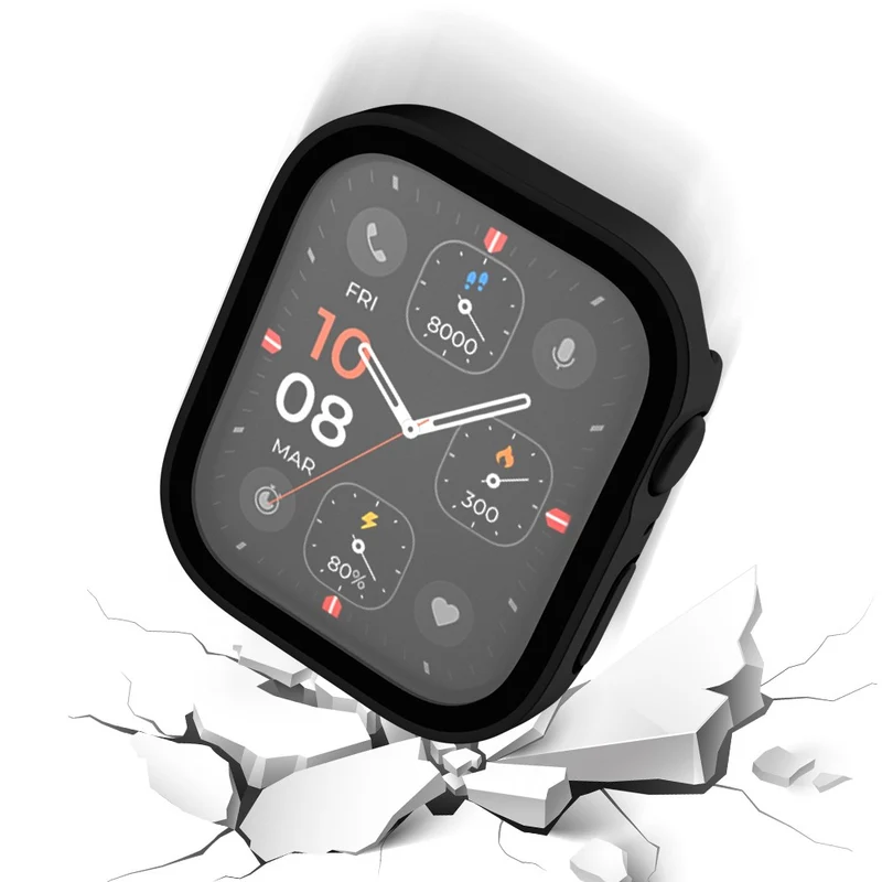 Super Gut Apple Watch Series 8 (45mm) / Apple Watch Series 7 45mm Universell Hülle mit Displayschutz in Plastik und Gehärtetes Glas