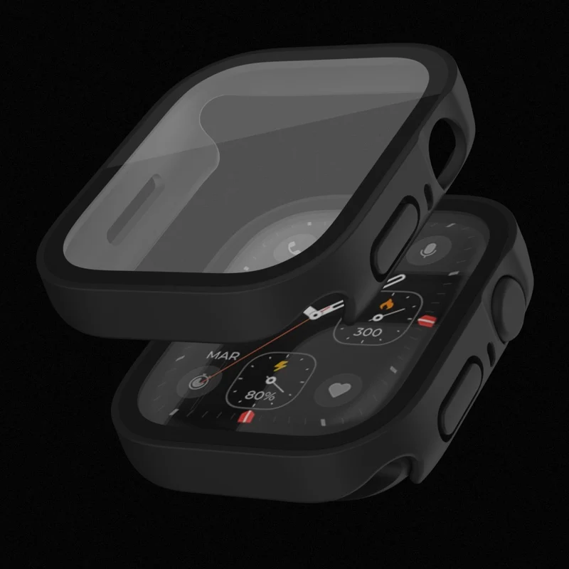 Super Gut Apple Watch Series 8 (45mm) / Apple Watch Series 7 45mm Universell Hülle mit Displayschutz in Plastik und Gehärtetes Glas