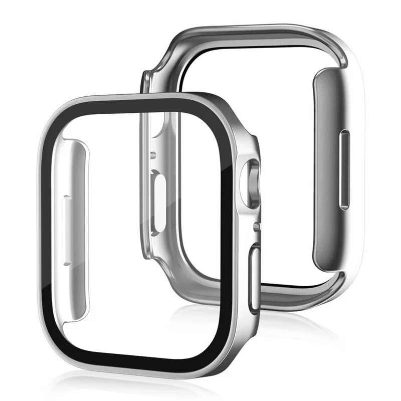 Super Gut Apple Watch Series 8 (45mm) / Apple Watch Series 7 45mm Universell Hülle mit Displayschutz in Plastik und Gehärtetes Glas