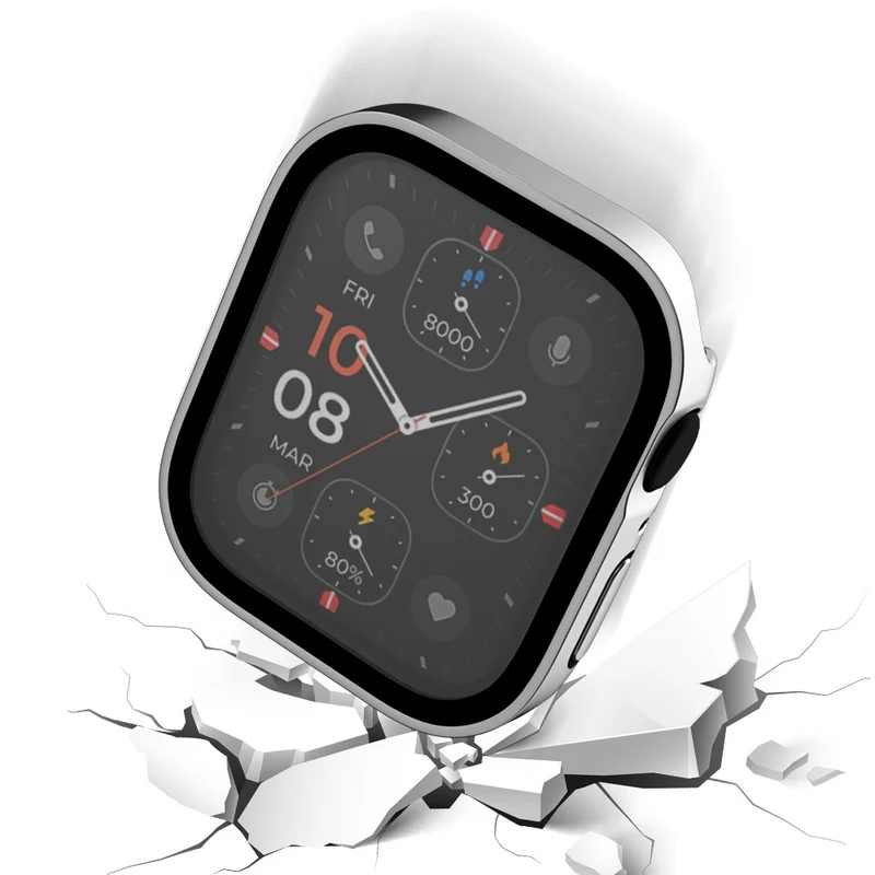 Super Gut Apple Watch Series 8 (45mm) / Apple Watch Series 7 45mm Universell Hülle mit Displayschutz in Plastik und Gehärtetes Glas
