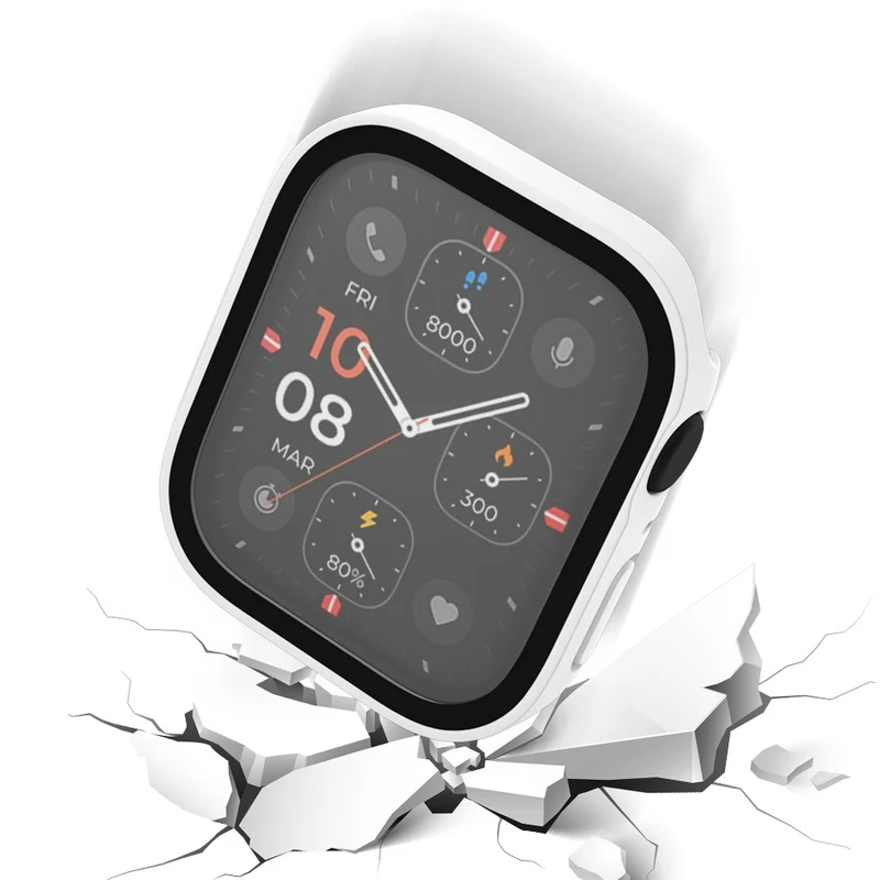 Super Gut Apple Watch Series 8 (45mm) / Apple Watch Series 7 45mm Universell Hülle mit Displayschutz in Plastik und Gehärtetes Glas