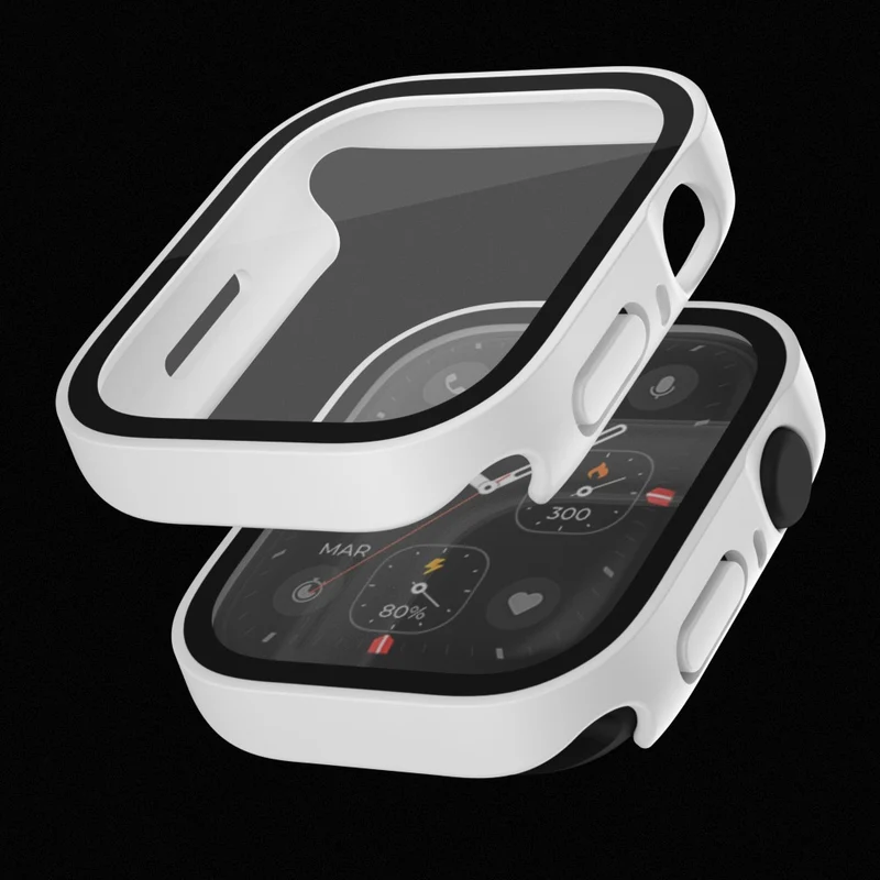 Super Gut Apple Watch Series 8 (45mm) / Apple Watch Series 7 45mm Universell Hülle mit Displayschutz in Plastik und Gehärtetes Glas