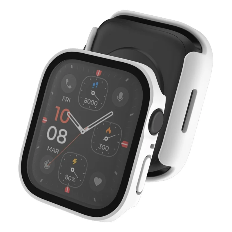 Super Gut Apple Watch Series 8 (45mm) / Apple Watch Series 7 45mm Universell Hülle mit Displayschutz in Plastik und Gehärtetes Glas