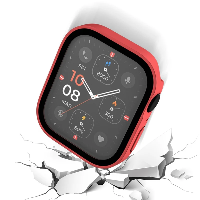 Super Gut Apple Watch Series 8 (45mm) / Apple Watch Series 7 45mm Universell Hülle mit Displayschutz in Plastik und Gehärtetes Glas
