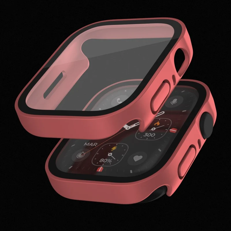 Super Gut Apple Watch Series 8 (45mm) / Apple Watch Series 7 45mm Universell Hülle mit Displayschutz in Plastik und Gehärtetes Glas