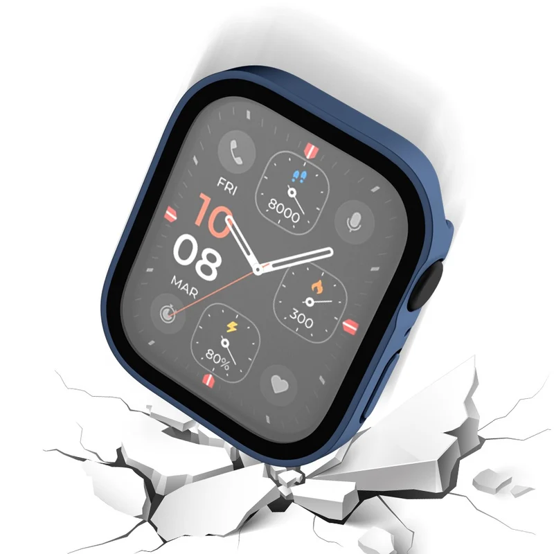 Super Gut Apple Watch Series 8 (45mm) / Apple Watch Series 7 45mm Universell Hülle mit Displayschutz in Plastik und Gehärtetes Glas