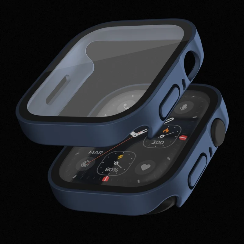 Super Gut Apple Watch Series 8 (45mm) / Apple Watch Series 7 45mm Universell Hülle mit Displayschutz in Plastik und Gehärtetes Glas