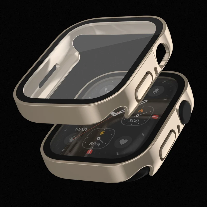 Super Gut Apple Watch Series 8 (45mm) / Apple Watch Series 7 45mm Universell Hülle mit Displayschutz in Plastik und Gehärtetes Glas