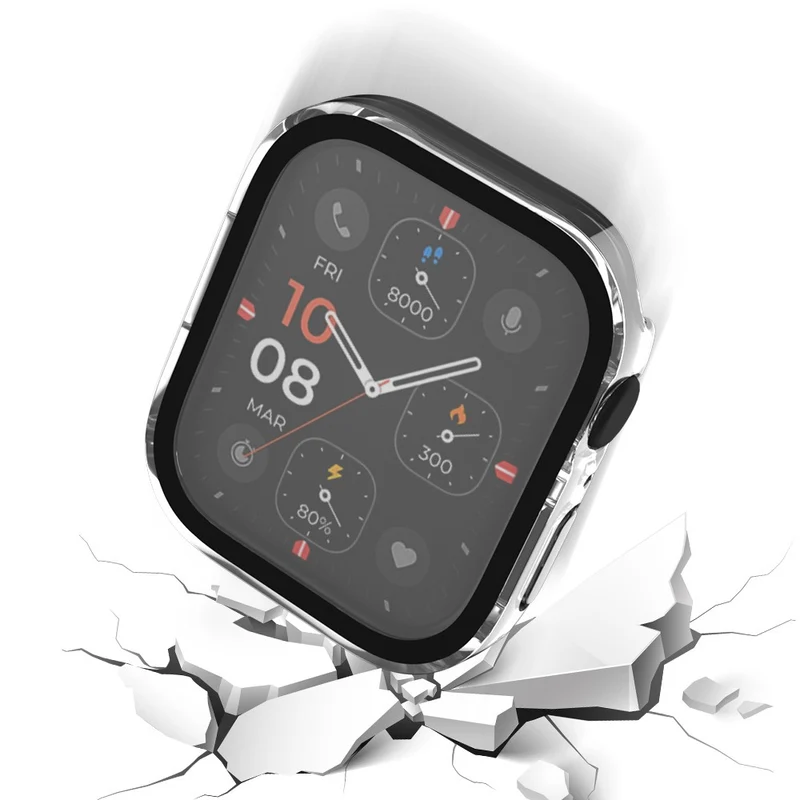Super Gut Apple Watch Series 8 (45mm) / Apple Watch Series 7 45mm Universell Hülle mit Displayschutz in Plastik und Gehärtetes Glas