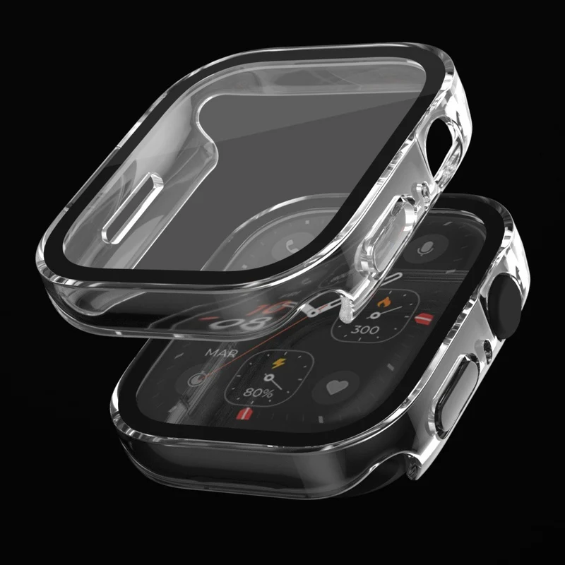 Super Gut Apple Watch Series 8 (45mm) / Apple Watch Series 7 45mm Universell Hülle mit Displayschutz in Plastik und Gehärtetes Glas