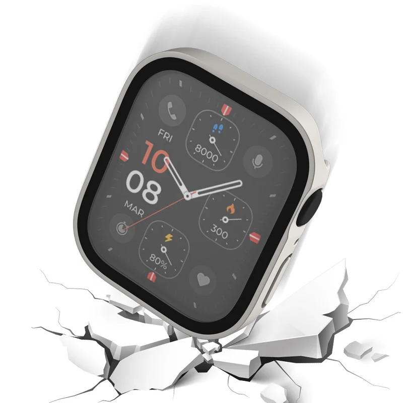 Super Gut Apple Watch Series 8 (45mm) / Apple Watch Series 7 45mm Universell Hülle mit Displayschutz in Plastik und Gehärtetes Glas