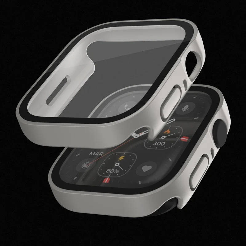 Super Gut Apple Watch Series 8 (45mm) / Apple Watch Series 7 45mm Universell Hülle mit Displayschutz in Plastik und Gehärtetes Glas