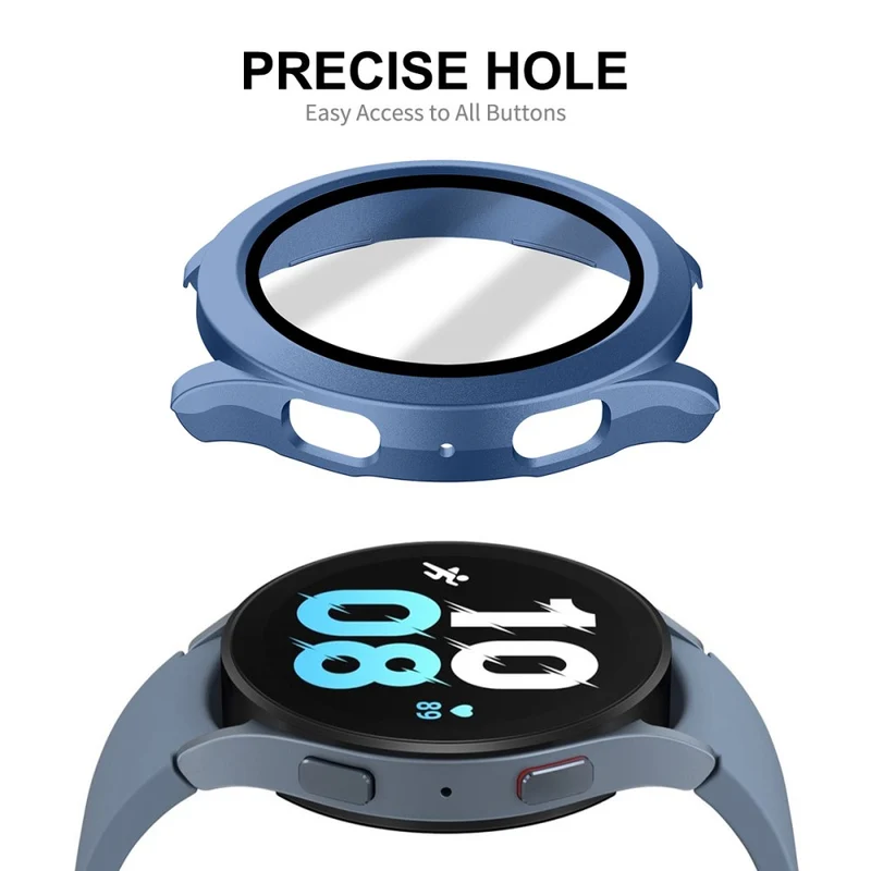 Auffallend Stilvoll Samsung Galaxy Watch 5 (44mm) / Samsung Galaxy Watch 4 (44mm) Universell Hülle mit Displayschutz in Plastik und Gehärtetes Glas