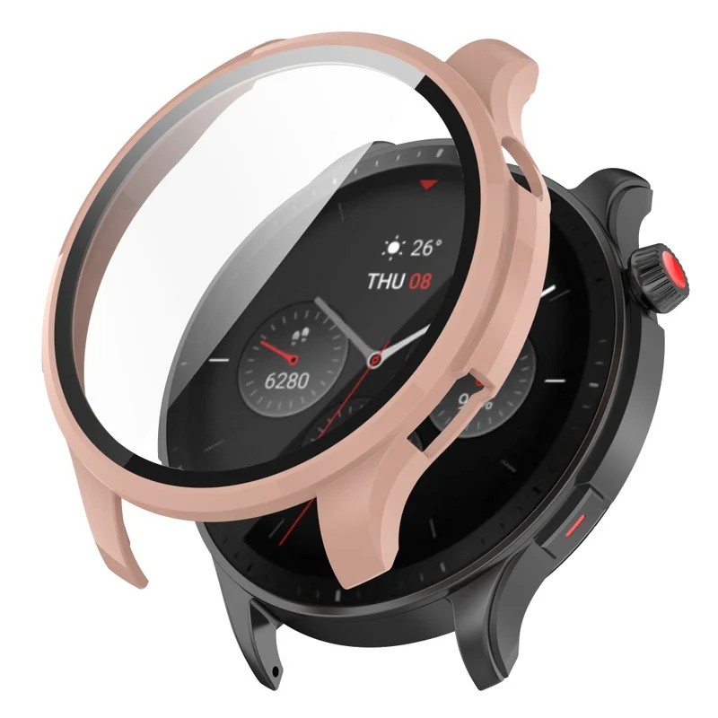 Auffallend Stilvoll Amazfit GTR 4 Hülle mit Displayschutz in Plastik und Gehärtetes Glas