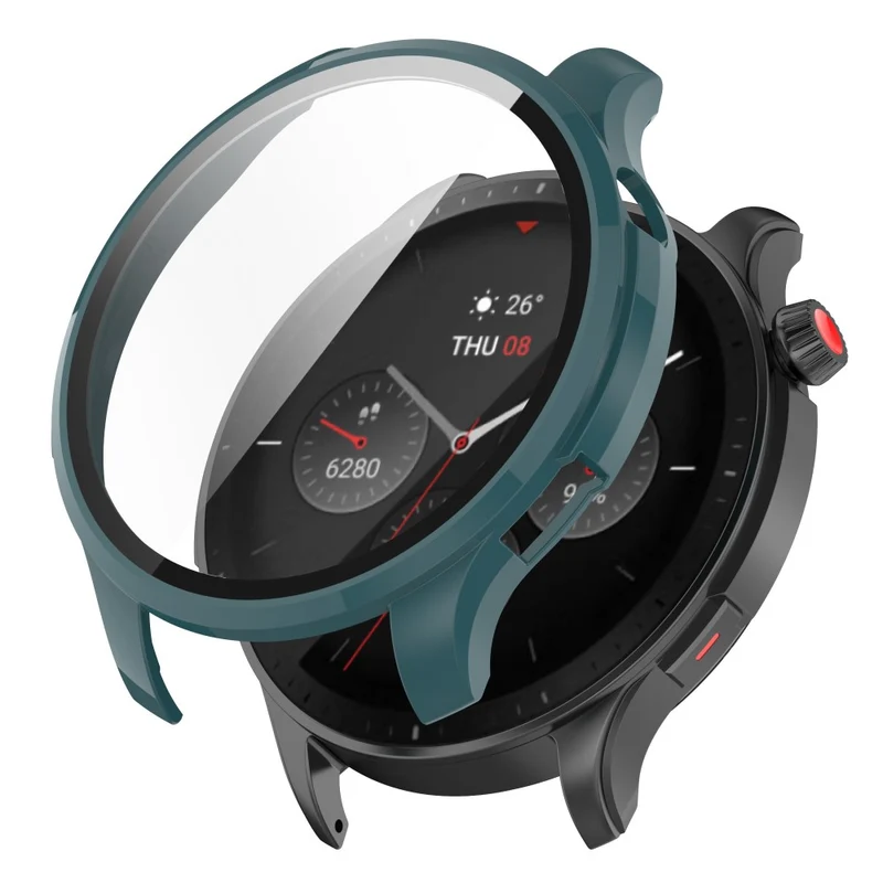 Auffallend Stilvoll Amazfit GTR 4 Hülle mit Displayschutz in Plastik und Gehärtetes Glas