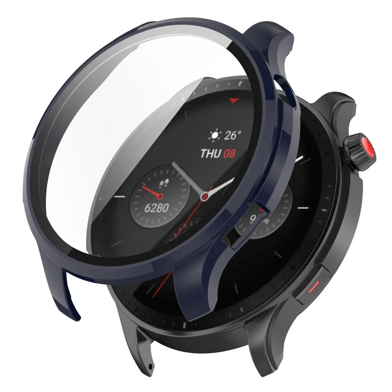 Auffallend Stilvoll Amazfit GTR 4 Hülle mit Displayschutz in Plastik und Gehärtetes Glas