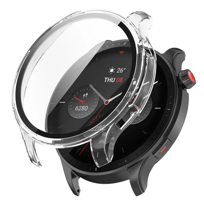 Auffallend Stilvoll Amazfit GTR 4 Hülle mit Displayschutz in Plastik und Gehärtetes Glas