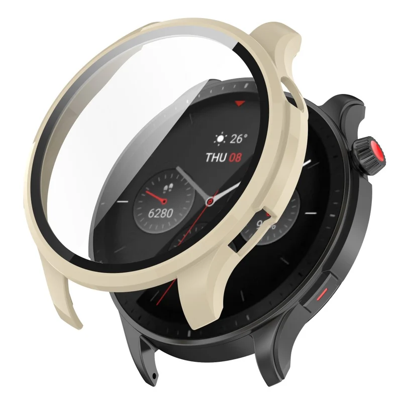 Auffallend Stilvoll Amazfit GTR 4 Hülle mit Displayschutz in Plastik und Gehärtetes Glas